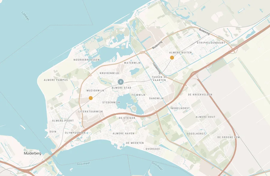 Kaart van leegstand in Almere