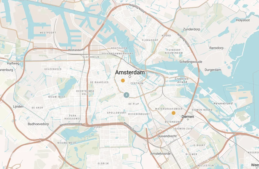 Kaart van leegstand in Amsterdam