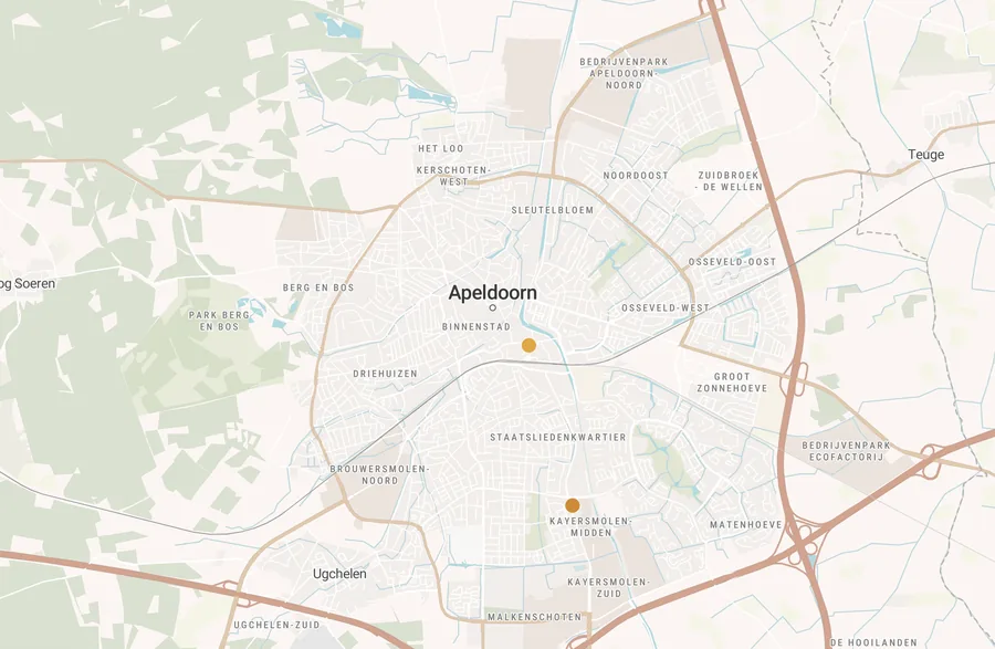 Kaart van leegstand in Apeldoorn