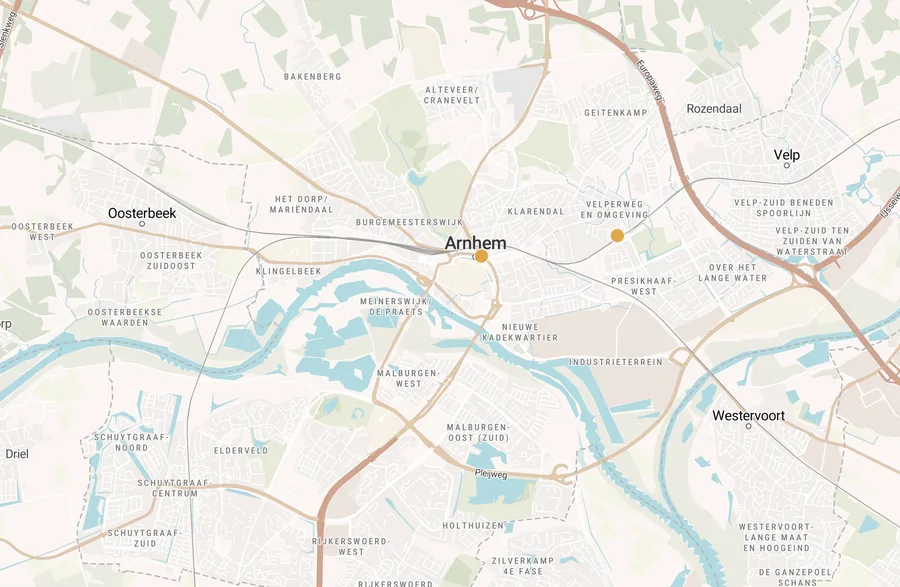 Kaart van leegstand in Arnhem