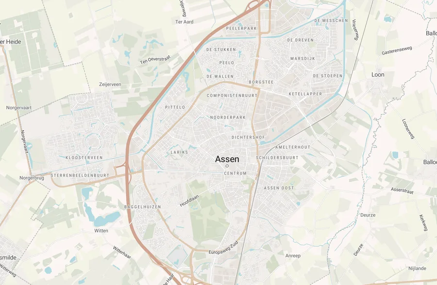Kaart van leegstand in Assen