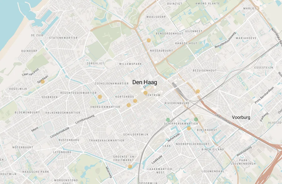Kaart van leegstand in Den Haag