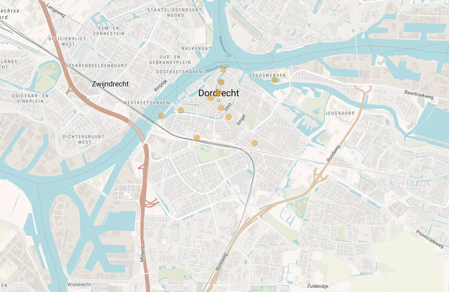 Kaart van leegstand in Dordrecht