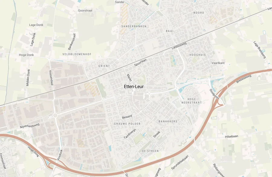 Kaart van leegstand in Etten-Leur