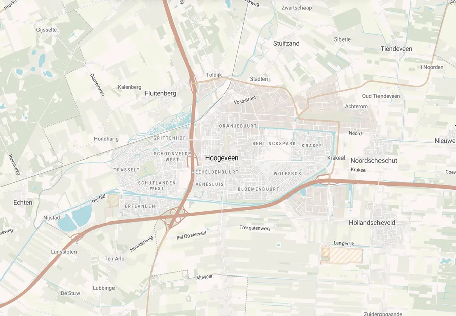 Kaart van leegstand in Hoogeveen