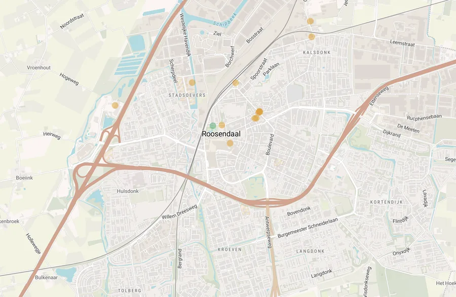 Kaart van leegstand in Roosendaal