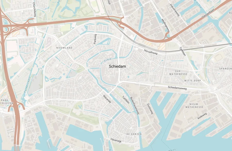 Kaart van leegstand in Schiedam