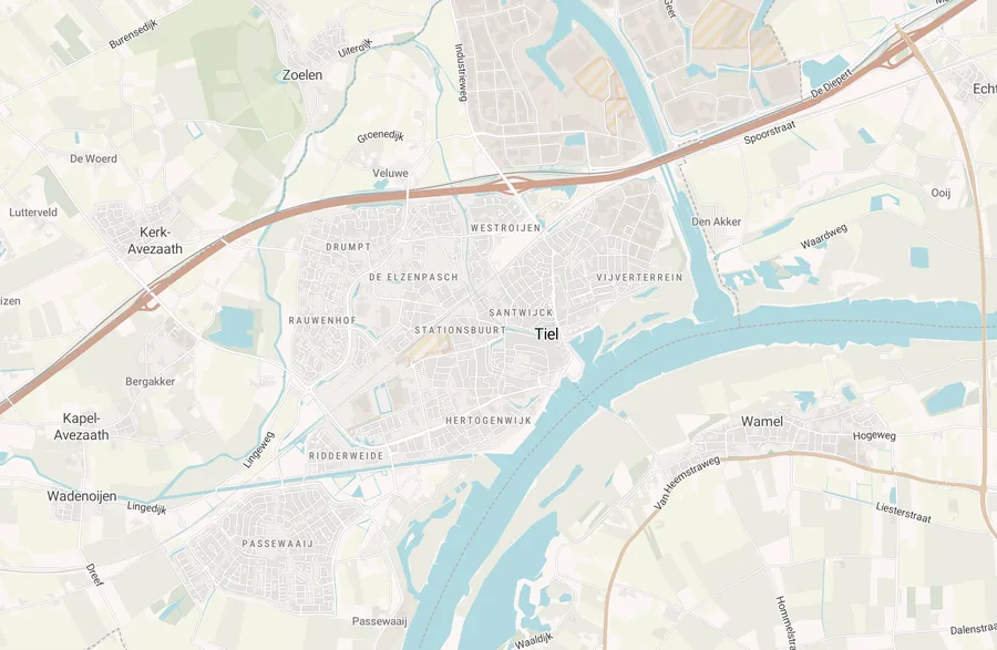 Kaart van leegstand in Tiel