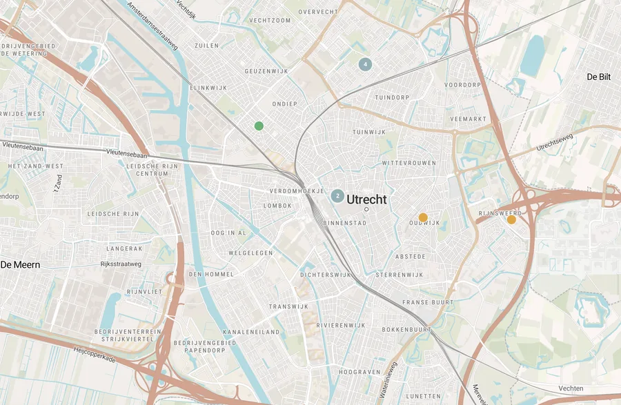 Kaart van leegstand in Utrecht