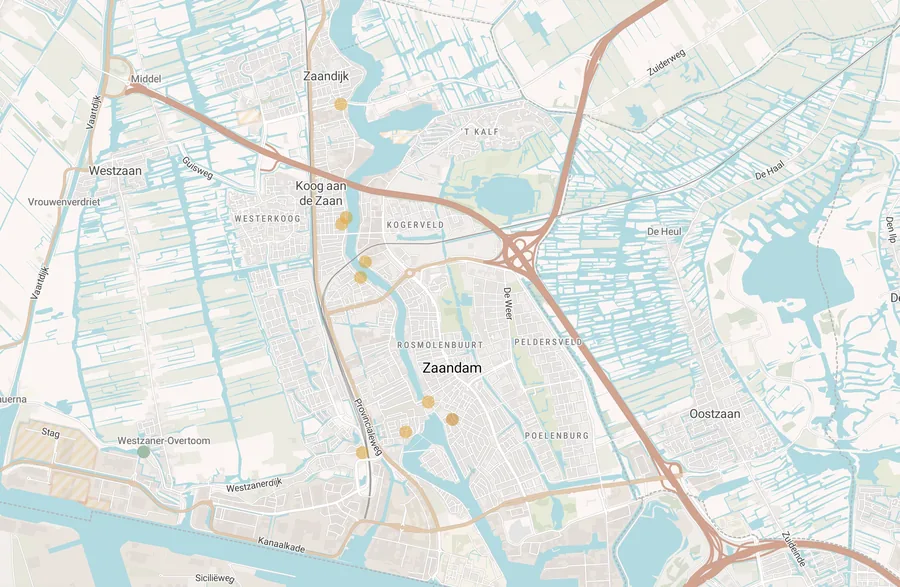Kaart van leegstand in Zaandam