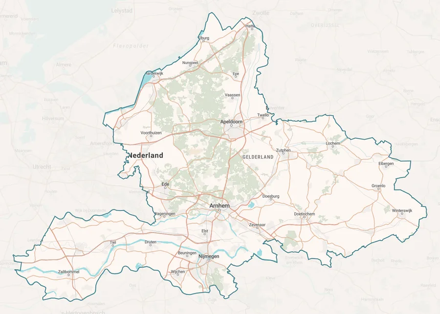 Kaart van leegstand in Gelderland