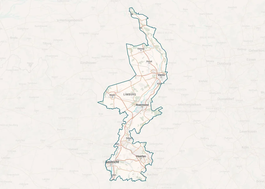 Kaart van leegstand in Limburg