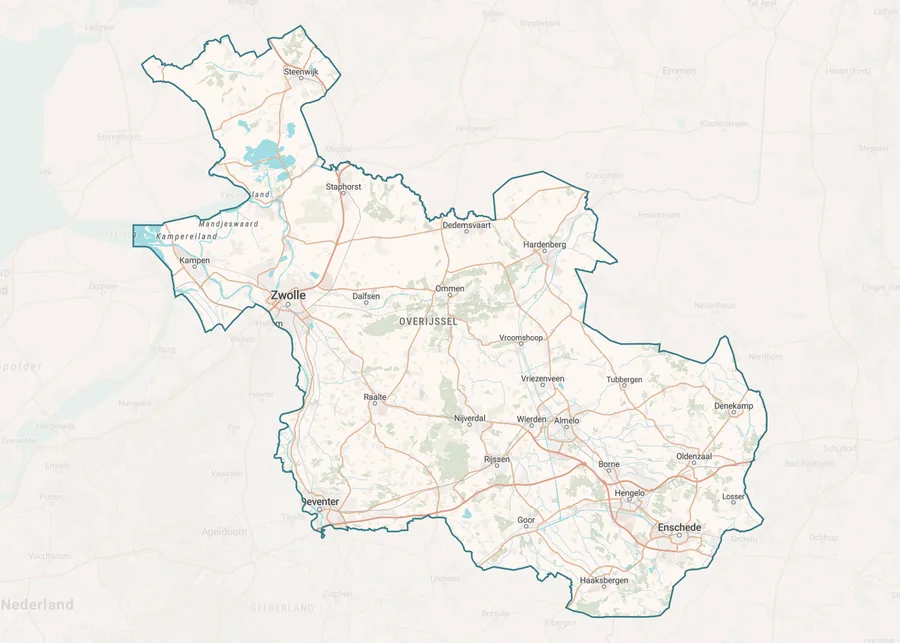 Kaart van leegstand in Overijssel